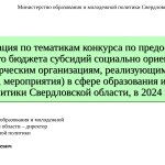 Консультация по тематикам конкурса по предоставлению из областного бюджета субсидий СОНКО Свердловской области в 2024 году